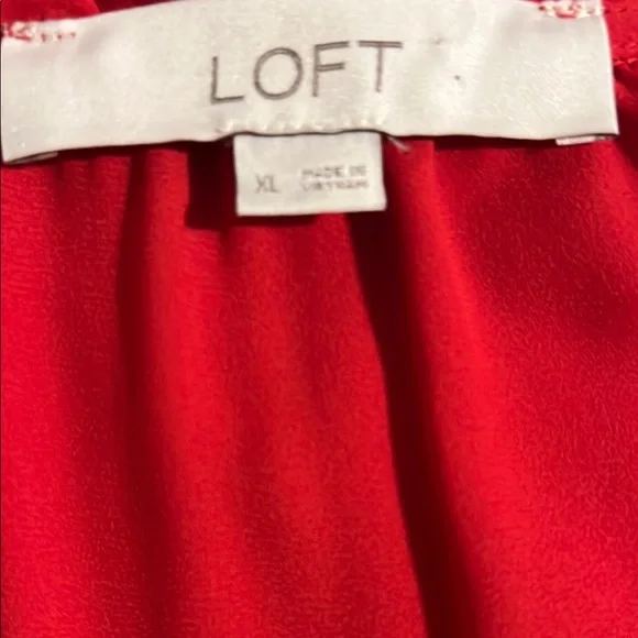 LOFT Red Ruffled Blouse - Picture 2 of 2